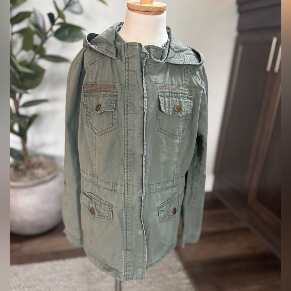 Full Tilt Green Coat with Utility Design Girls Medium